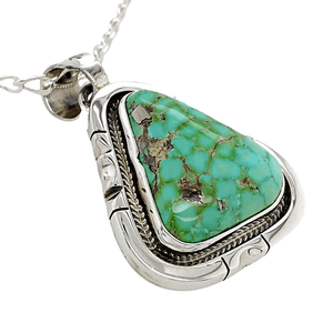 Native American Necklaces & Pendants - Navajo Sonoran Turquoise Triangle Pendant With Chain
