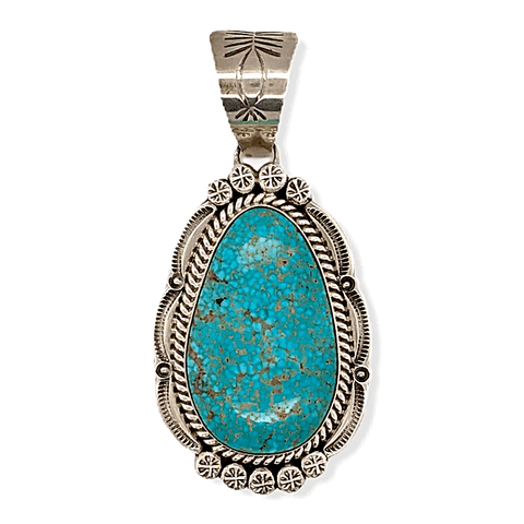 Image of Native American Necklaces & Pendants - Navajo Spider Web Kingman Turquoise Pendant