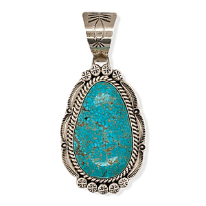 Native American Necklaces & Pendants - Navajo Spider Web Kingman Turquoise Pendant