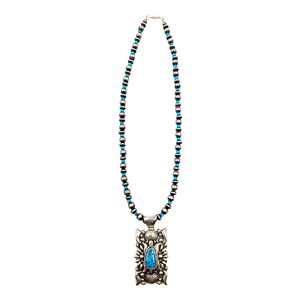 Native American Necklaces & Pendants - Navajo Spiderweb Kingman Turquoise Necklace