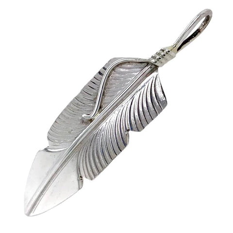 Image of Native American Necklaces & Pendants - Navajo Sterling Silver Feather Pendant - Chris Charley