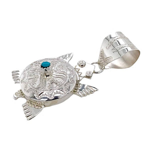 Native American Necklaces & Pendants - Navajo Turtle Hand-Stamped Sterling Silver  Pendant - Alonzo Mariano