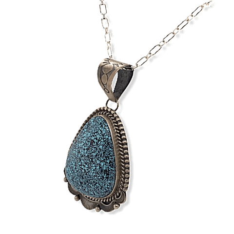 Image of Native American Necklaces & Pendants - Old Style Navajo Spider Web Kingman Turquoise Pendant