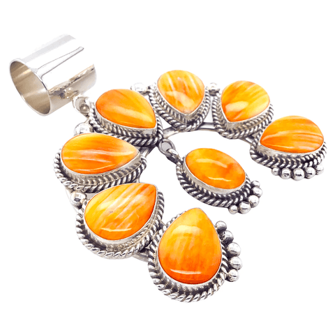 Image of Native American Necklaces & Pendants - Orange Spiny Oyster Naja Pendant - Mary Ann Spencer Navajo