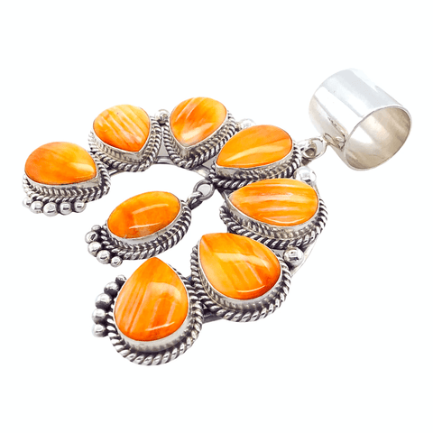 Image of Native American Necklaces & Pendants - Orange Spiny Oyster Naja Pendant - Mary Ann Spencer Navajo