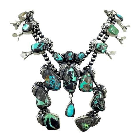 Image of Native American Necklaces & Pendants - Pawn Carico Lake  Sterling Silver Squash Blossom Necklace