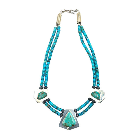 Image of Native American Necklaces & Pendants - Pawn Reversible Turquoise And Onyx  Necklace