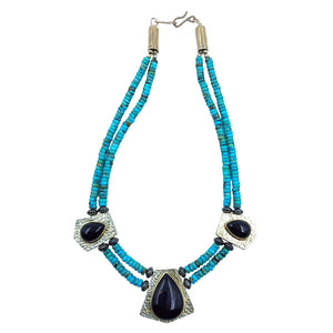 Native American Necklaces & Pendants - Pawn Reversible Turquoise And Onyx  Necklace