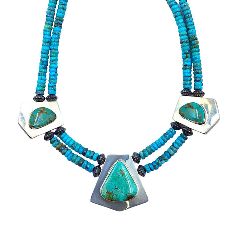 Image of Native American Necklaces & Pendants - Pawn Reversible Turquoise And Onyx  Necklace