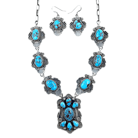 Image of Native American Necklaces & Pendants - Prince Turquoise Necklace Set - Mike Calladitto, Navajo