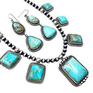 Native American Necklaces & Pendants - Royston Turquoise L Necklace  Set - Kathleen Chavez - Navajo