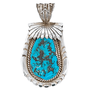 Native American Necklaces & Pendants - Sleeping Beauty Turquoise Pendant - Robert And Bernice Leekya - Zuni