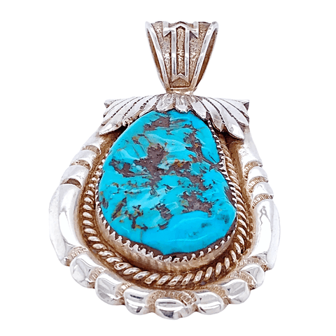 Image of Native American Necklaces & Pendants - Sleeping Beauty Turquoise Pendant - Robert And Bernice Leekya - Zuni