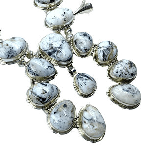 Native American Necklaces & Pendants - SOLD Navajo White Buffalo S.quash Blossom Set  - Samson Edsitty