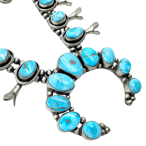 Image of Native American Necklaces & Pendants - SOLD Sky Blue Turquoise S.quash Blossom Set - Shelia Becenti, Navajo