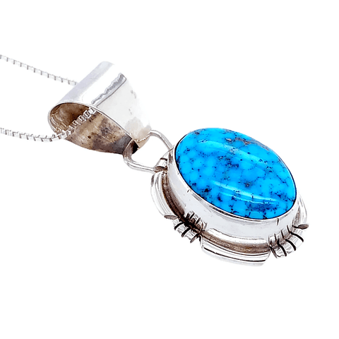 Image of Native American Necklaces & Pendants - Spiderweb Turquoise Sterling Silver Necklace - Shelia Becenti, Navajo
