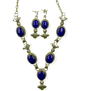 Native American Necklaces & Pendants - Sterling Silver Navajo Lapis Lazuli Necklace Set