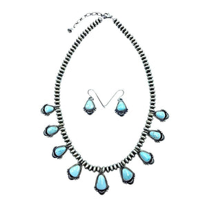 Native American Necklaces & Pendants - Stunning Navajo Dry Creek Turquoise Necklace Set - Native American