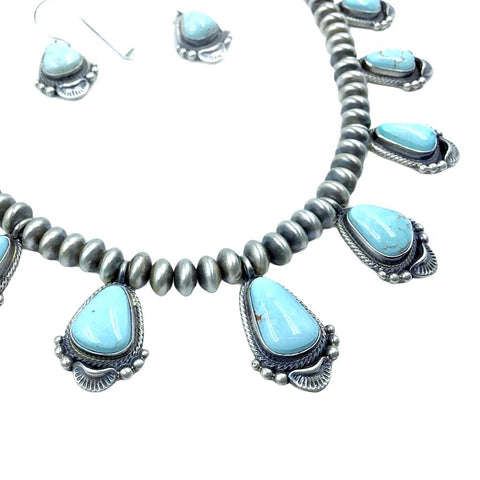 Image of Native American Necklaces & Pendants - Stunning Navajo Dry Creek Turquoise Necklace Set - Native American