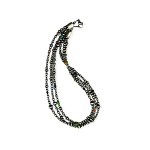 Native American Necklaces & Pendants - Three Strands Of Navajo Pearls With Multi-Colored Beads