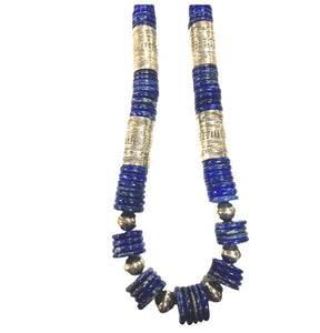 Native American Necklaces & Pendants - Wayne Aguilar Lapis And Silver Beads Necklace  - Santo Domingo Pueblo