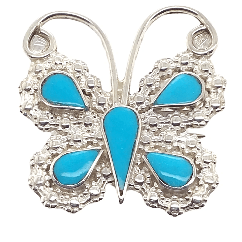 Zuni Bright Butterfly Sleeping Beauty Inlay Brooch Pin/Pendant