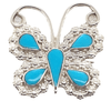 Native American Necklaces & Pendants - Zuni Bright Butterfly Sleeping Beauty Inlay Brooch Pin/Pendant - Emma Edaakie