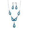 Native American Necklaces & Pendants - Zuni Native American Sleeping Beauty Turquoise Inlay Teardrop Dangle Necklace Set