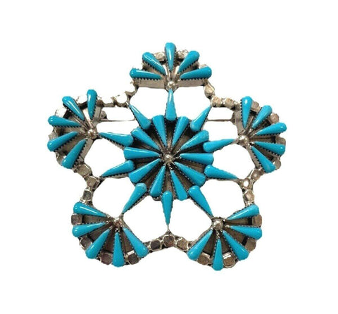 Image of Native American Necklaces & Pendants - Zuni Needlepoint Sleeping Beauty Turquoise Pin & Pendant