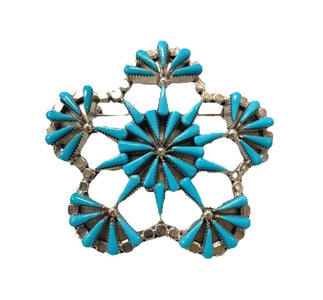 Native American Necklaces & Pendants - Zuni Needlepoint Sleeping Beauty Turquoise Pin & Pendant
