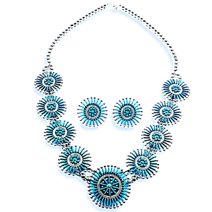 Native American Necklaces & Pendants - Zuni Needlepoint Squash Blossom Necklace Set - I. Booqua