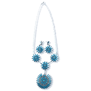 Native American Necklaces & Pendants - Zuni Needlepoint Turquoise Necklace Set