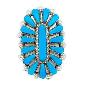Native American Necklaces & Pendants - Zuni Petit Point Sleeping Beauty Turquoise Cluster Pendant & Pin - Vera Halusewa