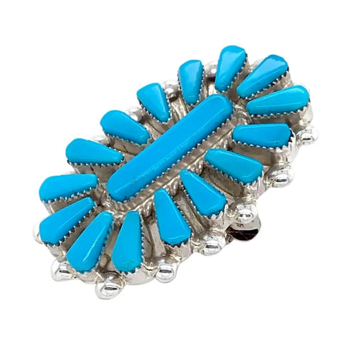 Image of Native American Necklaces & Pendants - Zuni Petit Point Sleeping Beauty Turquoise Cluster Pendant & Pin - Vera Halusewa