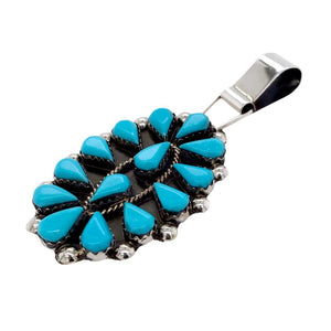 Native American Necklaces & Pendants - Zuni Petit Point Sleeping Beauty Turquoise Cluster Pendant - Veronica Martza
