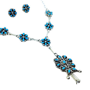 Native American Necklaces & Pendants - Zuni Petit Point Sleeping Beauty Turquoise Necklace Set - Native American