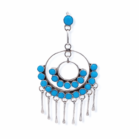 Image of Native American Necklaces & Pendants - Zuni Semi-Circle Sleeping Beauty Turquoise Pendant
