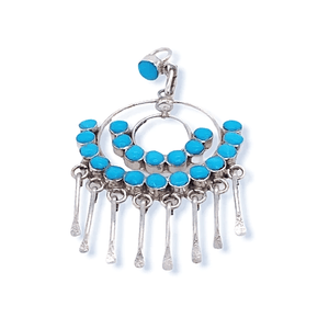 Native American Necklaces & Pendants - Zuni Semi-Circle Sleeping Beauty Turquoise Pendant