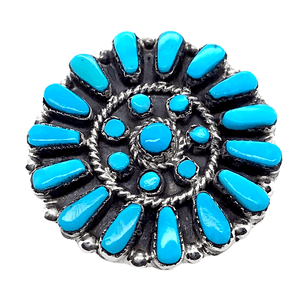 Native American Necklaces & Pendants - Zuni Sleeping Beauty Blossom Inlay Brooch  Pin/Pendant - Marcine Stead