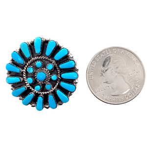 Native American Necklaces & Pendants - Zuni Sleeping Beauty Blossom Inlay Brooch  Pin/Pendant - Marcine Stead