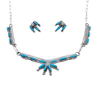Native American Necklaces & Pendants - Zuni Sleeping Beauty Turquoise Necklace Set - Veronica Yawakia