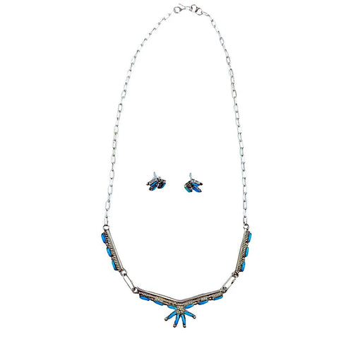 Image of Native American Necklaces & Pendants - Zuni Sleeping Beauty Turquoise Necklace Set - Veronica Yawakia