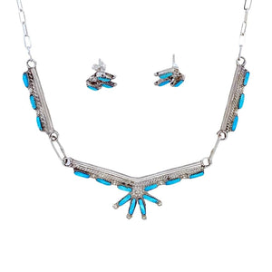 Native American Necklaces & Pendants - Zuni Sleeping Beauty Turquoise Necklace Set - Veronica Yawakia