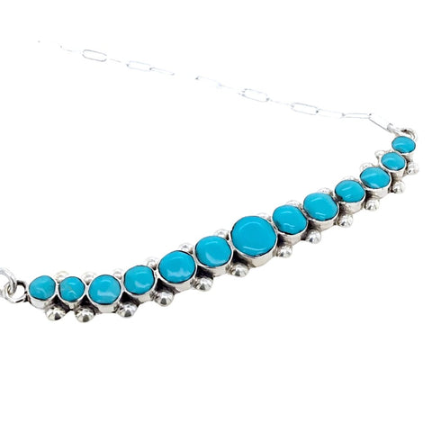 Image of Native American Necklaces & Pendants - Zuni Sleeping Beauty Turquoise Row Necklace - Erma Esalio - Native American