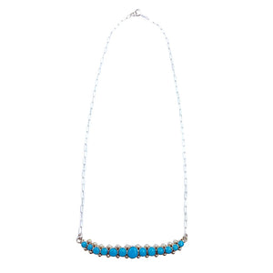 Native American Necklaces & Pendants - Zuni Sleeping Beauty Turquoise Row Necklace - Erma Esalio - Native American