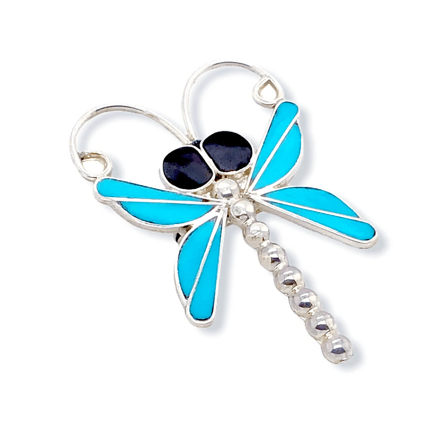 Native American Necklaces & Pendants - Zuni Wide-Eyed Dragonfly Brooch Pin/Pendant- Emma Edaakie