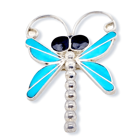 Image of Native American Necklaces & Pendants - Zuni Wide-Eyed Dragonfly Brooch Pin/Pendant- Emma Edaakie