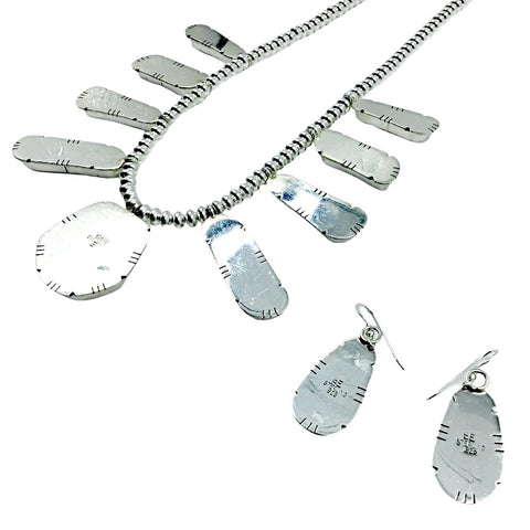 Image of Native American Necklaces - Stunning Navajo White Buffalo Stone Collection Necklace & Earrings Set - Native American