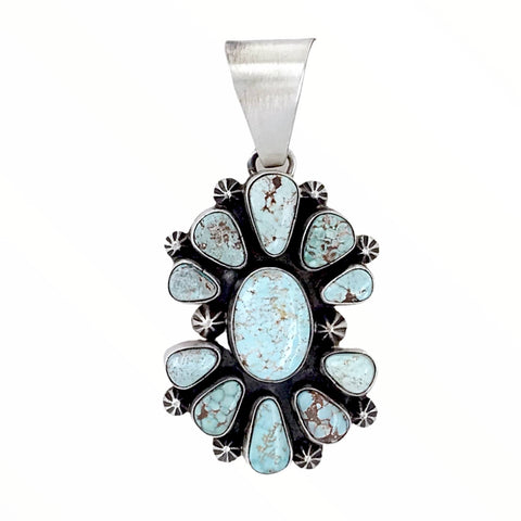 Image of Native American Pendants - Copy Of Navajo Dry Creek Turquoise Cluster Sterling Silver Pendant - Livingston - Native American
