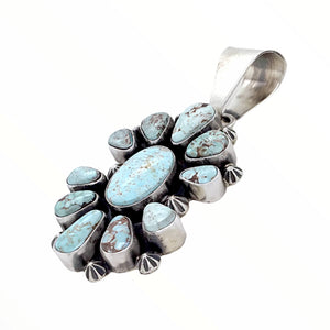 Native American Pendants - Copy Of Navajo Dry Creek Turquoise Cluster Sterling Silver Pendant - Livingston - Native American